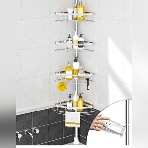 Shower Corner Caddy Organizer for Bathroom, 4 Adjustable Shelves